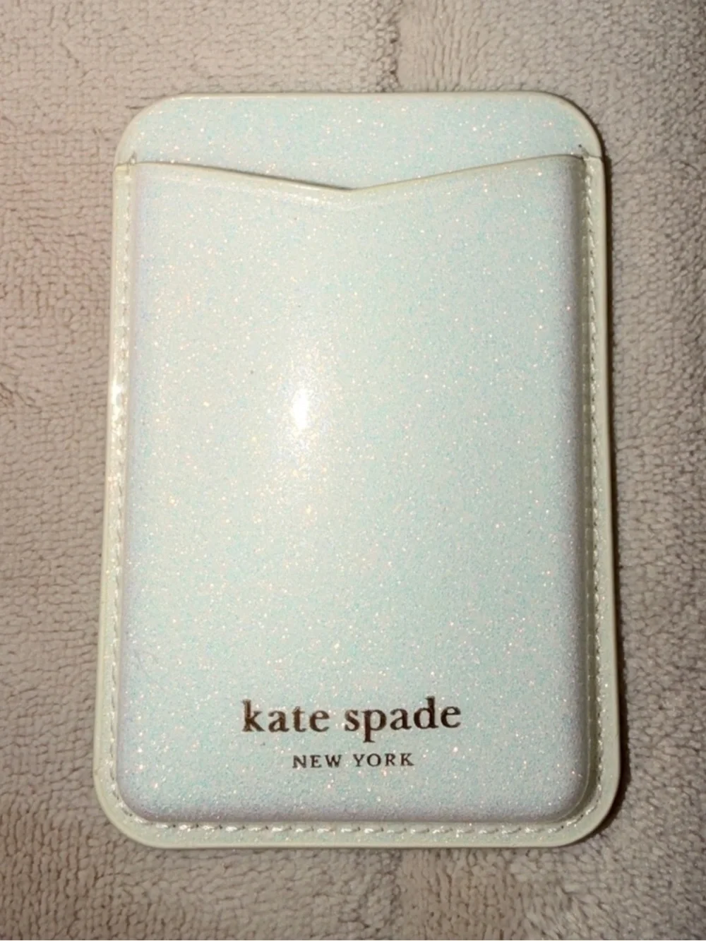 kate spade NY MagSafe Magnetic Wallet White Glitter Card Holder NWOT